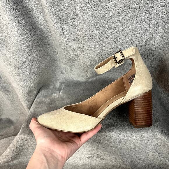 Soludos Gemma Heel Shoes Womens 8 Beige Suede Leather Strappy Anthropologie - Picture 10 of 13